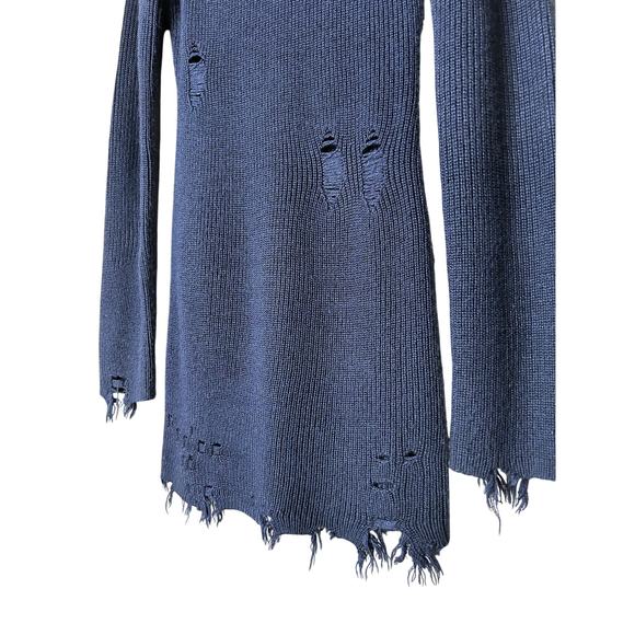 Lovers & Friends Dress Keeney Distressed Wool Blend Long Sleeve High Neck Sz XS - Picture 3 of 8